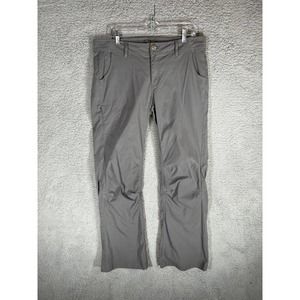 prAna Pants Womens 14 Gray Hiking Rollup Roll Tab Drawstring Straight Outdoor